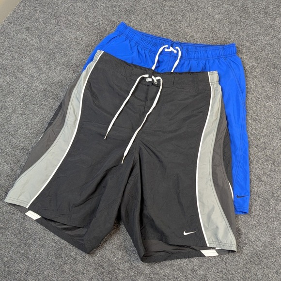 Nike Other - Lot of 2 Vintage Nike Silver Tag Shorts Mens XL Blue Black Mesh Lined Athletic